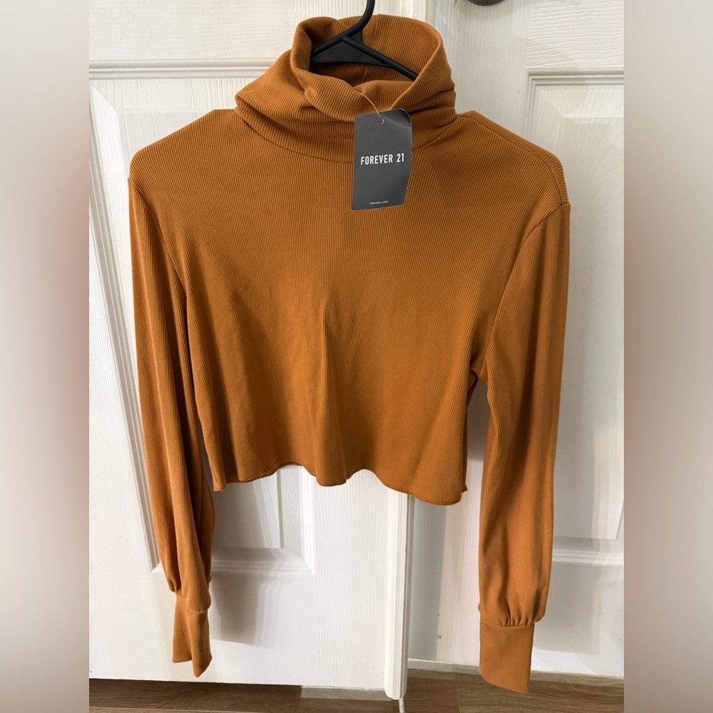 Forever 21 Women's Brown Cropped Turtleneck